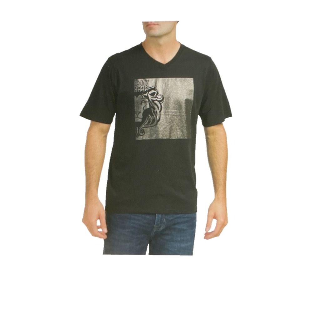 1969 Italia By Versace Graphic Tee V Logo V-Neck T-Shirt Short Sleeve Size XL